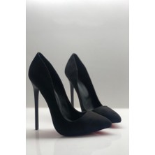 Hayy Shoes Siyah Süet Stiletto Topuklu Ayakkabı