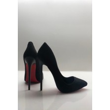 Hayy Shoes Siyah Süet Stiletto Topuklu Ayakkabı