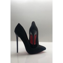 Hayy Shoes Siyah Süet Stiletto Topuklu Ayakkabı