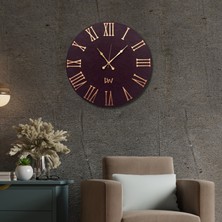El Yapımı Italyan Boya Duvar Saati, Özel Dokulu Duvar Saati, Gold Rakamlı, 60CM, Ev ve Ofis Hediyesi, Bordo/Gold