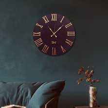 El Yapımı Italyan Boya Duvar Saati, Özel Dokulu Duvar Saati, Gold Rakamlı, 60CM, Ev ve Ofis Hediyesi, Bordo/Gold