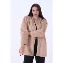 Feminist Bej Önü Kapamalı Seyyar Kemerli Peluş Ceket 0105140.55