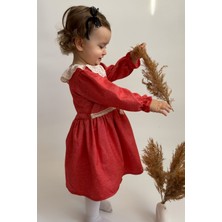 Alyra Kız Bebek Elbise Şardonlu Kışlık Uzun Kollu Güpürlü Doğum Günü Özel Gün Parti Günlük Çocuk Elbise ALY0630