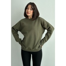 Zunop Kadın Bisiklet Yaka Oversize Sweatshirt