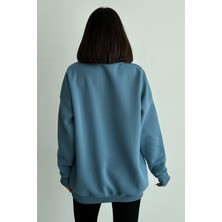 Zunop Kadın Bisiklet Yaka Oversize Sweatshirt
