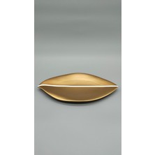 Gold Yaprak Servis Tabağı 37X19 cm