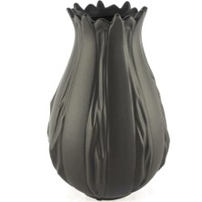 Mat Siyah Porselen Vazo 15X25 cm