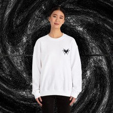 Sueso Store Sueso Store Heart Kalp Unisex Nakışlı Y2K Beyaz Sweatshirt