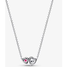 Poseidons Jewellery Gümüş Hale Kalpler Kırmızı Beyaz Kolye