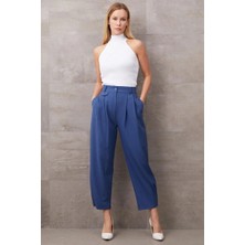 Kazax Paçası Düğmeli Yüksek Bel Pantolon