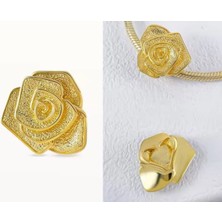 Lines Bijuteri Açan Gül Gold Renk Büyük Boy Charm