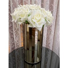Beq Home Aynalı Vazo 20  cm  Beyaz (Gümüş) Orijinal Aynalı Yuvarlak Vazo