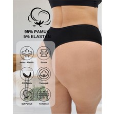Alya Underwear Kadın Yüksek Bel, Toparlayıcı, Tanga Külotlar - 5 Adet Siyah - 5'li Paket