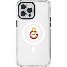 Piolent Apple iPhone 13 Pro Max Galatasaray Magsafe Parçalı Logo Şeffaf Telefon Kılıfı