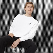 Sueso Store Sueso Store Spider Örümcek Nakışlı Y2K Beyaz Sweatshirt
