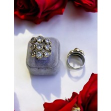 Halley Concept El Yapımı Zirkon Taşlı Tasarım Gümüş Yüzük