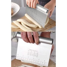 Paslanmaz Alüminyum Metal Masterchef Hamur Açma 2'li 60 ve 90 cm Oklava ve Ölçülü Çelik Spatula