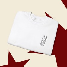 Sueso Store Sueso Store Telefon Vintage Nakışlı Y2K Beyaz Sweatshirt