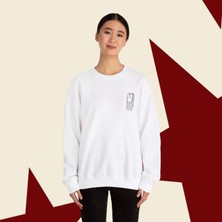 Sueso Store Sueso Store Telefon Vintage Nakışlı Y2K Beyaz Sweatshirt