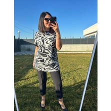 Kadın Büyük Beden Siyah/beyaz Penye Örme BLUZ-BGB106