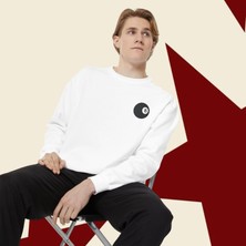 Sueso Store Sueso Store 8 Ball Unisex Nakışlı Y2K Beyaz Sweatshirt