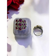 Halley Concept El Yapımı Lal-Yakut Taşlı Tasarım Gümüş Yüzük