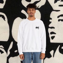 Sueso Store Sueso Store Ant Karınca Unisex Nakışlı Y2K Beyaz Sweatshirt