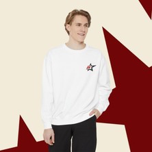 Sueso Store Sueso Store Star Yıldız Tasarım Unisex Nakışlı Y2K Beyaz Sweatshirt