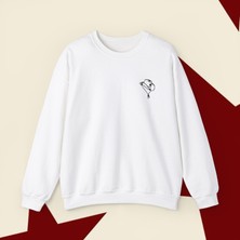 Sueso Store Sueso Store Kovboy Şapkası Nakışlı Beyaz Y2K Vintage Unisex Sweatshirt