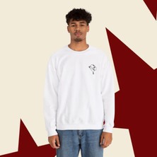 Sueso Store Sueso Store Kovboy Şapkası Nakışlı Beyaz Y2K Vintage Unisex Sweatshirt