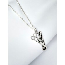 Alaja Silver Kuaför Makas ve Tarak  Unisex Tasarım 925 Ayar Gümüş Kolye