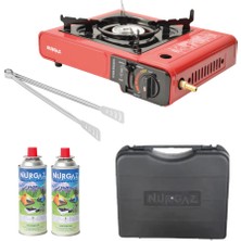 Nurgaz Portatif Ocak Tüp Bağlantılı Kamp Ocağı Ng 501 + Taşıma Çantası + 2 Gaz Kartuşu + Izgara Maşa Seti