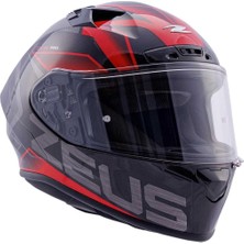 Zeus KASK/ZS-826 Pearl Black Bk3 Red L Beden Mikrometrik Çene Bağlantısı Yüksek Dirençli Termoplastik