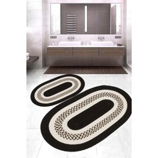 Rovigo Home Dijital Baskı  Modern Banyo Halısı Ikili Banyo Paspası RVG5-3179  100 x 60+60 x 50  cm