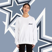 Sueso Store Sueso Store Astros Yazılı Unisex Nakışlı Y2K Beyaz Sweatshirt