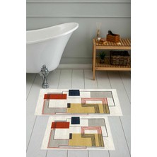Rovigo Home Dijital Baskı  Modern Banyo Halısı Ikili Banyo Paspası RVG5-0584  100 x 60+60 x 50  cm