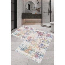 Rovigo Home Dijital Baskı  Modern Banyo Halısı Ikili Banyo Paspası RVG5-0551  100 x 60+60 x 50  cm