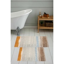 Rovigo Home Dijital Baskı  Modern Banyo Halısı Ikili Banyo Paspası RVG5-0604  100 x 60+60 x 50  cm
