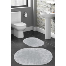 Rovigo Home Dijital Baskı  Modern Banyo Halısı Ikili Banyo Paspası RVG5-HS180  100 x 60+60 x 50  cm