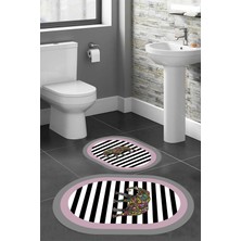 Eliana Home Dijital Baskı  Modern Banyo Halısı Ikili Banyo Paspası LNA5-HS534  100 x 60+60 x 50  cm