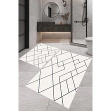 Eliana Home Dijital Baskı  Modern Banyo Halısı Ikili Banyo Paspası LNA5-0687  100 x 60+60 x 50  cm
