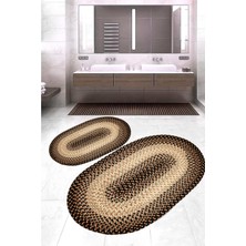 Eliana Home Dijital Baskı  Modern Banyo Halısı Ikili Banyo Paspası LNA5-3180  100 x 60+60 x 50  cm