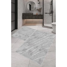 Eliana Home Dijital Baskı  Modern Banyo Halısı Ikili Banyo Paspası LNA5-SM366  100 x 60+60 x 50  cm