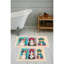 Eliana Home Dijital Baskı  Modern Banyo Halısı Ikili Banyo Paspası LNA5-SM103  100 x 60+60 x 50  cm