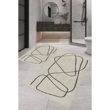 Eliana Home Dijital Baskı  Modern Banyo Halısı Ikili Banyo Paspası LNA5-FNL279  100 x 60+60 x 50  cm
