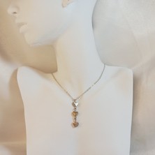 Crystal Atelier Gümüş 3'lü Kalp Tasarım Kolye, Gümüş Boncuk Sallantılı 3'lü Kalp Gümüş Kaplama Kolye, Gümüş Kaplama Minimal Kalp Kolye, Hediyelik Kolye, Gümüş Kaplama Zincir Kalp Kolye, Kadın Kolye  