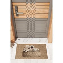 Rug Mood Modern Dijtal Baskı Yavru Köpekler Kapı Önü Paspası