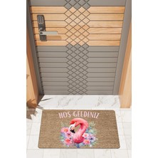 Rug Mood Modern Dijtal Baskı Hoşgeldiniz Flamingo Karşılama Kapı Önü Paspası