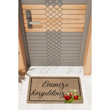 Rug Mood Modern Dijtal Çilekli Hoşgeldiniz Baskı Kapı Önü Paspası