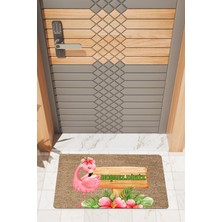 Rug Mood Modern Dijtal Baskı Flamingo Hoşgeldiniz Kapı Önü Paspası